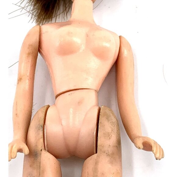 Dawn Doll Topper Red Brunette Hair Rooted Eyelashes Twist and Turn Vintage Flaw - Picture 3 of 8